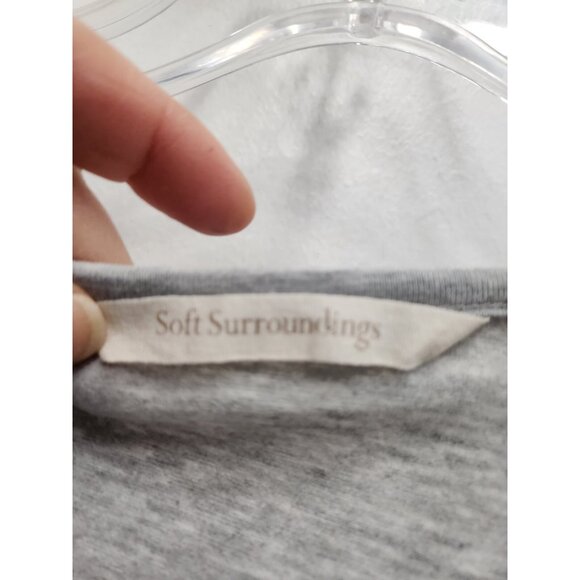 Soft Surroundings Womens BOHO Tunic Top Size 1X Gray Chiffon Hem Long Sleeve - Picture 4 of 10